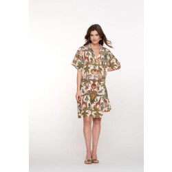 Geisha 57395-70 530 dress animal jungle green/off-white/brown