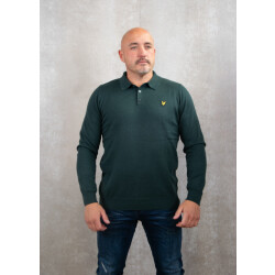 Lyle and Scott Cotton merino long sleeve knitted polo