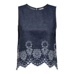 Jacqueline de Yong Jdymargot sl embroidery top wvn blue denim