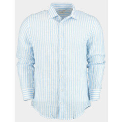 Blue Coast Casual hemd lange mouw 100% linnen, licht streep 118r4/0015 celeste