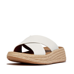 FitFlop F-mode espadrille leather flatform cross slides