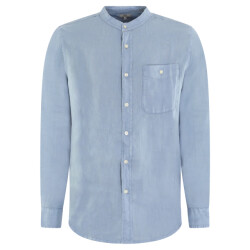 Woolrich Heren band collar linen shirt