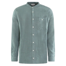 Woolrich Heren band collar linen shirt