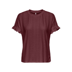 Only Onlsmilla ss frill mix top cs jrs bordeaux