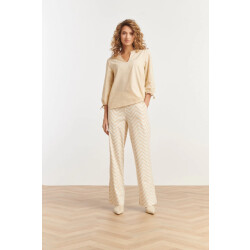 Smashed Lemon 25234 wide leg travel broek met zigzag print |