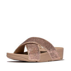 FitFlop Lulu crinkled-shimmer cross slides
