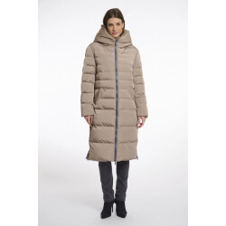 Rino & Pelle Keilafur.7002511 long padded hooded coat with faux fur toffee