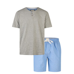 Phil & Co Heren shortama korte pyjama set grijs/blauw