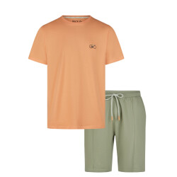 Phil & Co Heren shortama korte pyjama set oranje fiets
