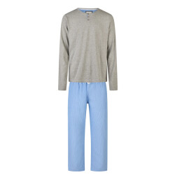 Phil & Co Heren pyjama set lang grijs/blauw gestreept