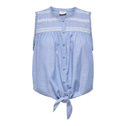 Jacqueline de Yong Jdybella sl emb knot shirt wvn exp blue denim