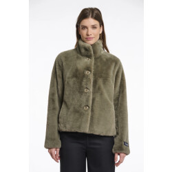 Rino & Pelle Vie.7002511 rino en pelle single breasted fake fur jacket green ash