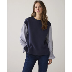 Summum 3s5188-30634 495 top sweat woven mix midnight blue