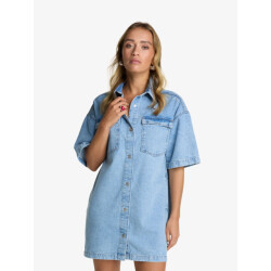 Alix The Label Dames jurk flowy shirt dress denim blue