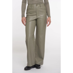 Rino & Pelle Corianshort.7502511 rino en pelle short length straight leg pu pants green ash