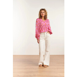 Smashed Lemon 23141 modieuze top met v-halslijnretroprint |