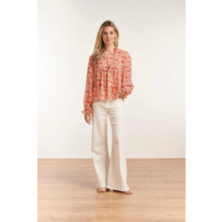 Smashed Lemon 23028 losvallende top met pofmouwen aztec printbrique |