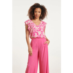 Smashed Lemon 24023 zomerse v-hals top met bloemenprint |