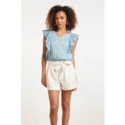 Smashed Lemon 24109 bloemen brie anglaise zomer top met ruches hemels |