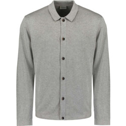 No Excess Pullover full button polo grey melange