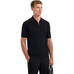 No Excess Pullover short sleeve polo zip soli black