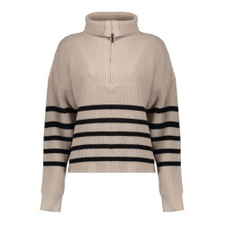 Geisha 54501-10 720 pullover zip striped sand/black