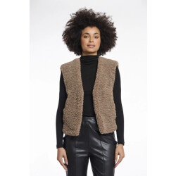 Rino & Pelle Frencie.7002512 rino en pelle cropped teddy waistcoat toffee