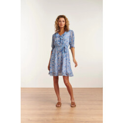 Smashed Lemon 23113 zomerse chiffon jurk met overslagruffelspaisley print licht |