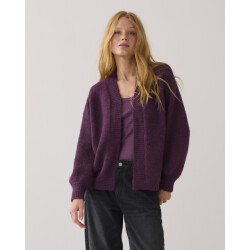 Summum puff sleeve cardigan cozy melange knit 7s5844-7997 324 wineberry