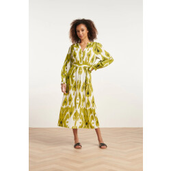 Smashed Lemon 24143 eenvoudige klassieke jurk met mos aztekenprint |