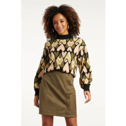 Smashed Lemon Gebreide haartjes knit top in zwart en army |