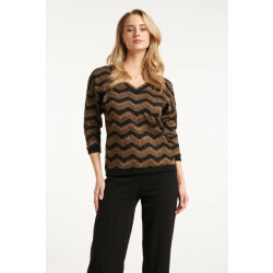 Smashed Lemon Zig-zag top met zwart en goud lurex |