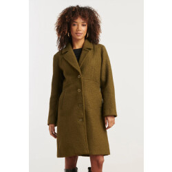 Smashed Lemon Bouclé jas met parelmoerknopen |