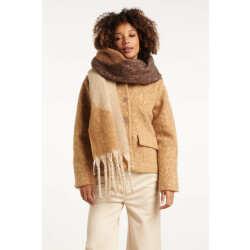 Smashed Lemon 55308 zand en bruine sjaal met golvende print |