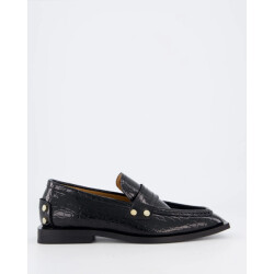 Ganni Dames black croco loafers