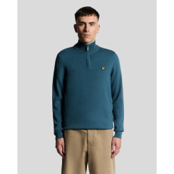 Lyle and Scott Cotten marino quarter zipper aqua