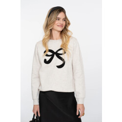 Geisha 52587-24 715 sweat h bow beige melange / black