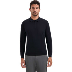 No Excess Pullover polo zip black