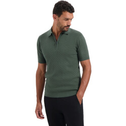 No Excess Pullover short sleeve polo zip soli dark green