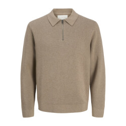 Jack & Jones jprblamilano stitch knit zip polo s 12281743 greige