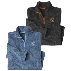 Atlas For Men Heren trui met halve rits (set van 2)