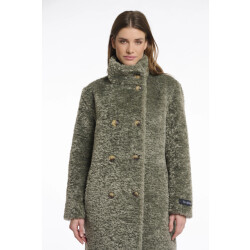Rino & Pelle Ena.7002512 rino en pelle mid long teddy coat green ash
