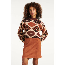 Smashed Lemon Gebreide trui met lippenprint in bruin en cognac |