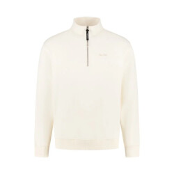 Pure Path Embroidery half-zip sweater ecru