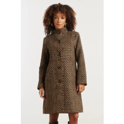 Smashed Lemon Jas met visgraatprint in zwart en camel |