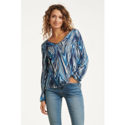 Smashed Lemon Damesgetailleerd zig zag geprint top |