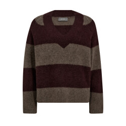 Mos Mosh 173090 159 mosmosh mm taci stripe ls v-neck knit fudge