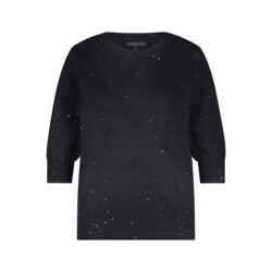 Tramontana short sleeve sequin jumper o02-17-601 009001 black melange