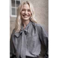 Geisha 53537-14 925 blouse stripes with bow grey/white