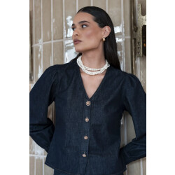Geisha 53504-10 880 blouse denim dark blue denim